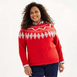 Feel cozy and Chic in thisCroft & Barrow Women's Patterned Crewneck Sweater